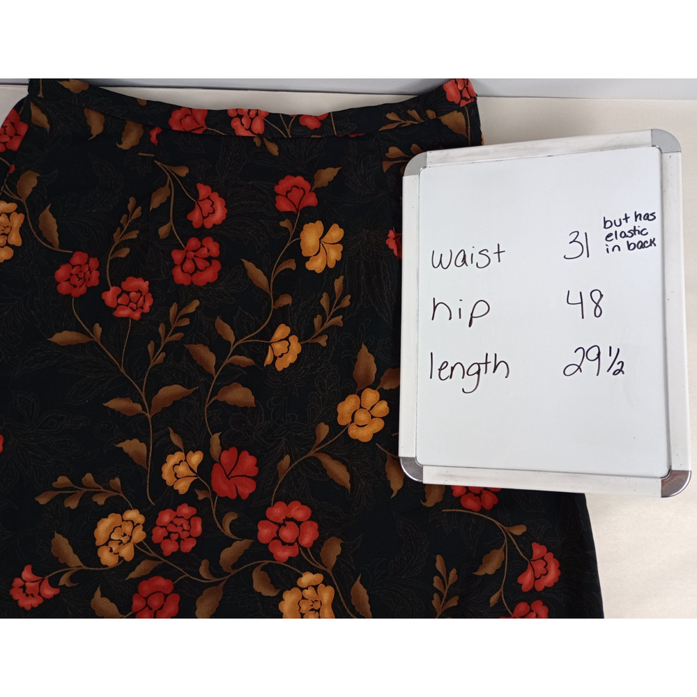 Kathie Lee Collection Womens 12 Brown Orange Gold Autumn Floral Side Zip Skirt - Picture 6 of 8